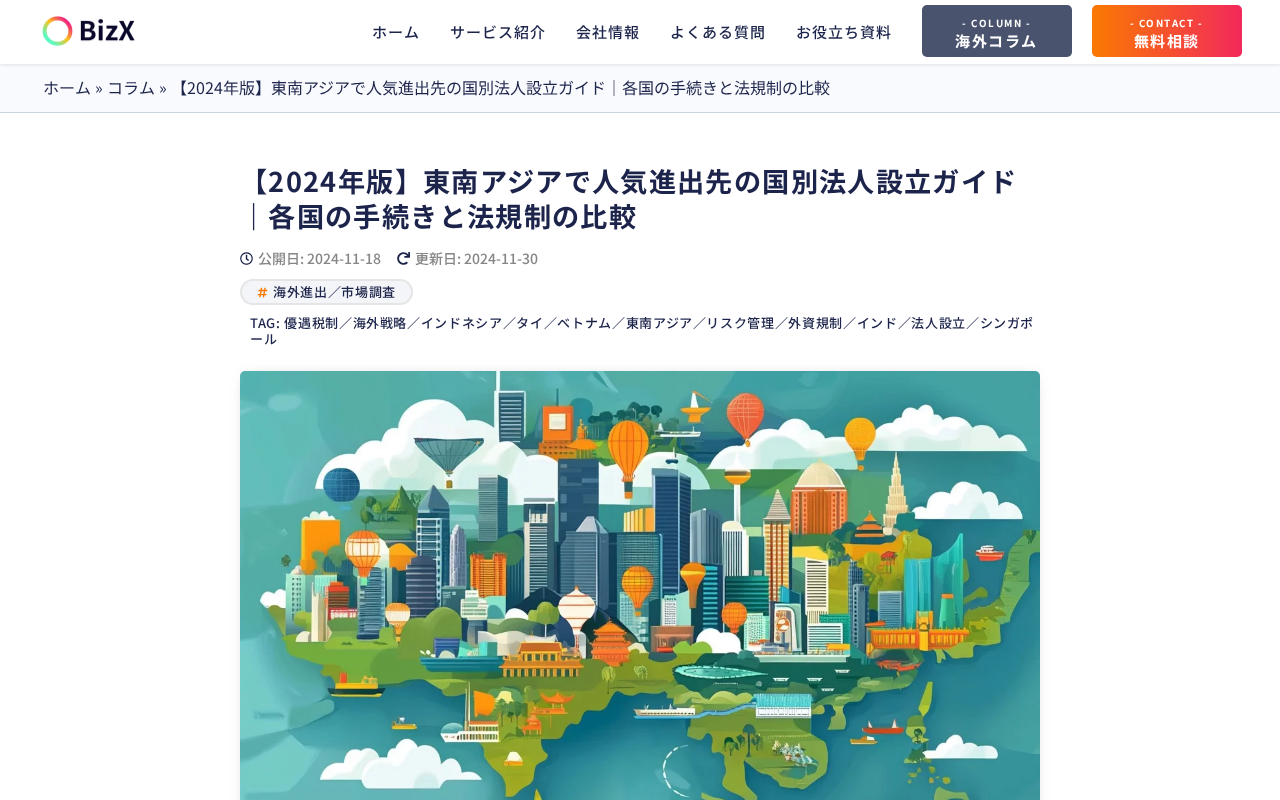 BizX 東南アジア法人設立ガイドのトップページ