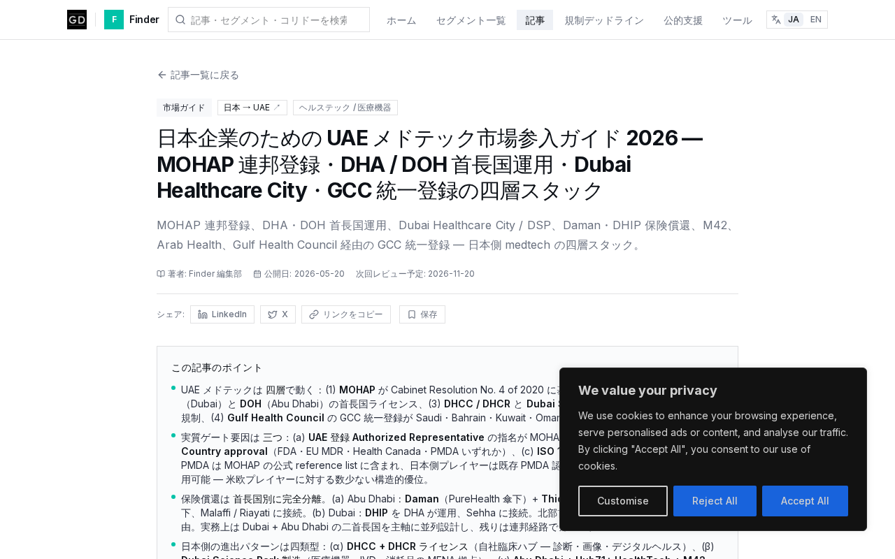 UAE メドテック市場参入ガイド 202のトップページ